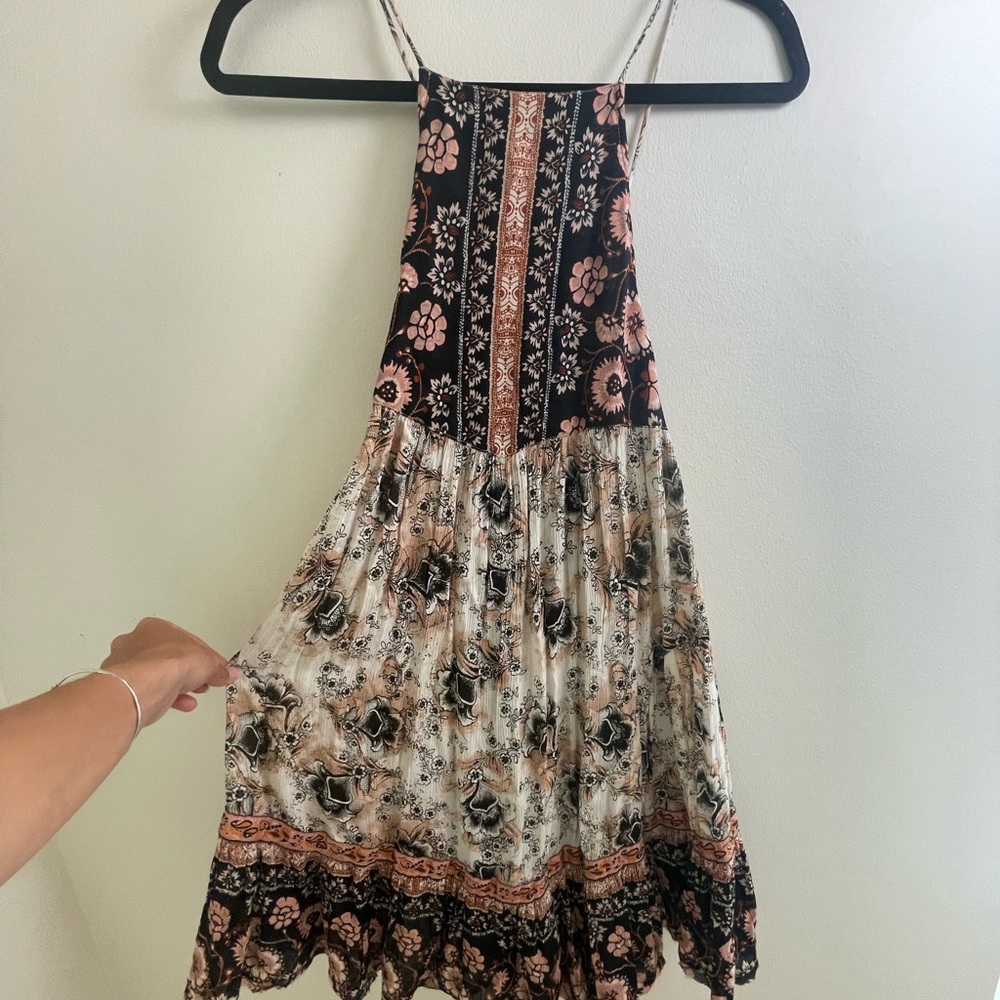Free People Floral Mini Dress | Tie Back | XS